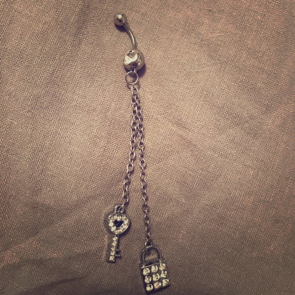 Lock and key belly button ring